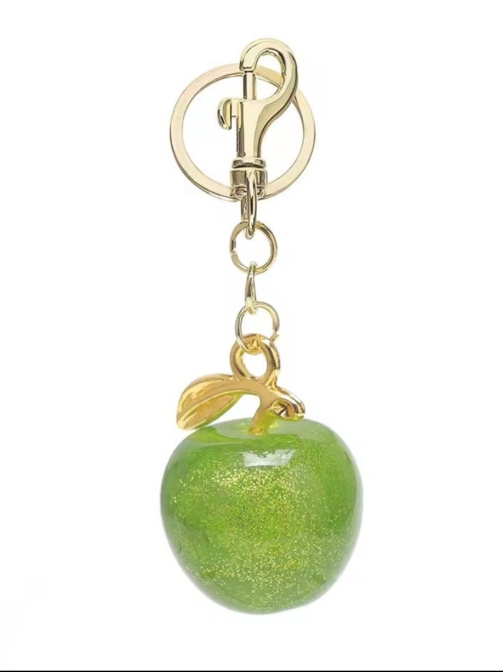 Green Glitter Apple Keychain Bag Charm
